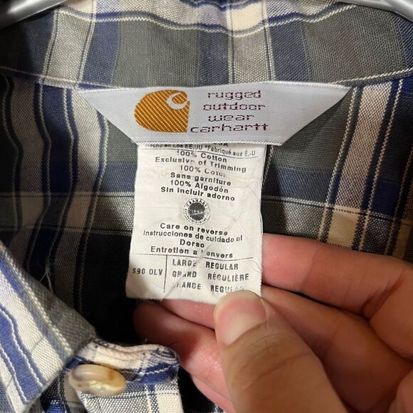 Carhartt Mens Plaid Button Down Shirt Size Large - Picture 9 of 9